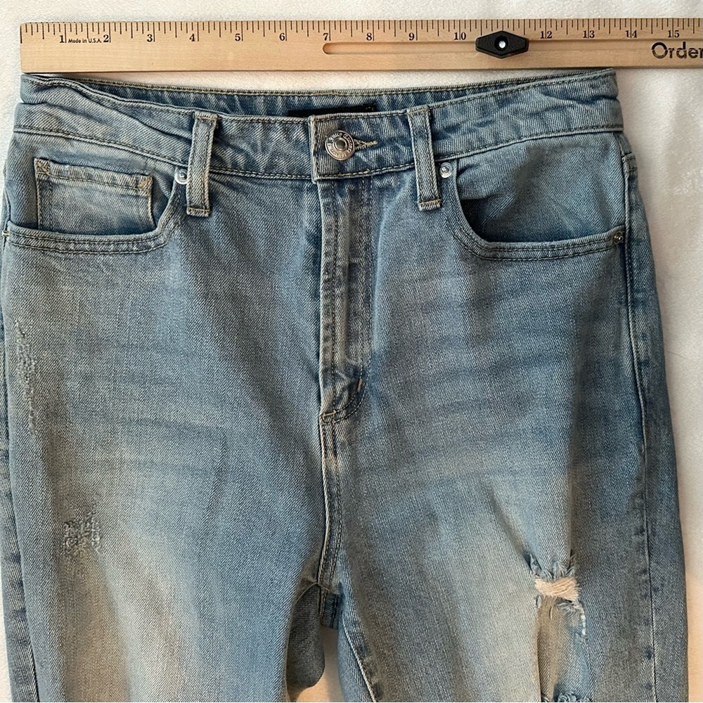 Juicy Couture Floral Velvet Satin Cuffs Crop Straight Leg Distressed Jeans 4 Y2K - Picture 8 of 10